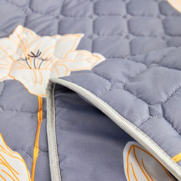 Flower Colored Fitted Sheet Single/Queen/King Fitted Bedsheet with Cotton Anti Slip Mattress Cover - Blue Flower