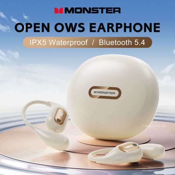Monster Open Ear AC210 Wireless Earphone Bluetooth 5.4 TWS Sports Earphone Waterproof In-Ear HiFi Stereo Noise Canceling Earbuds - Black