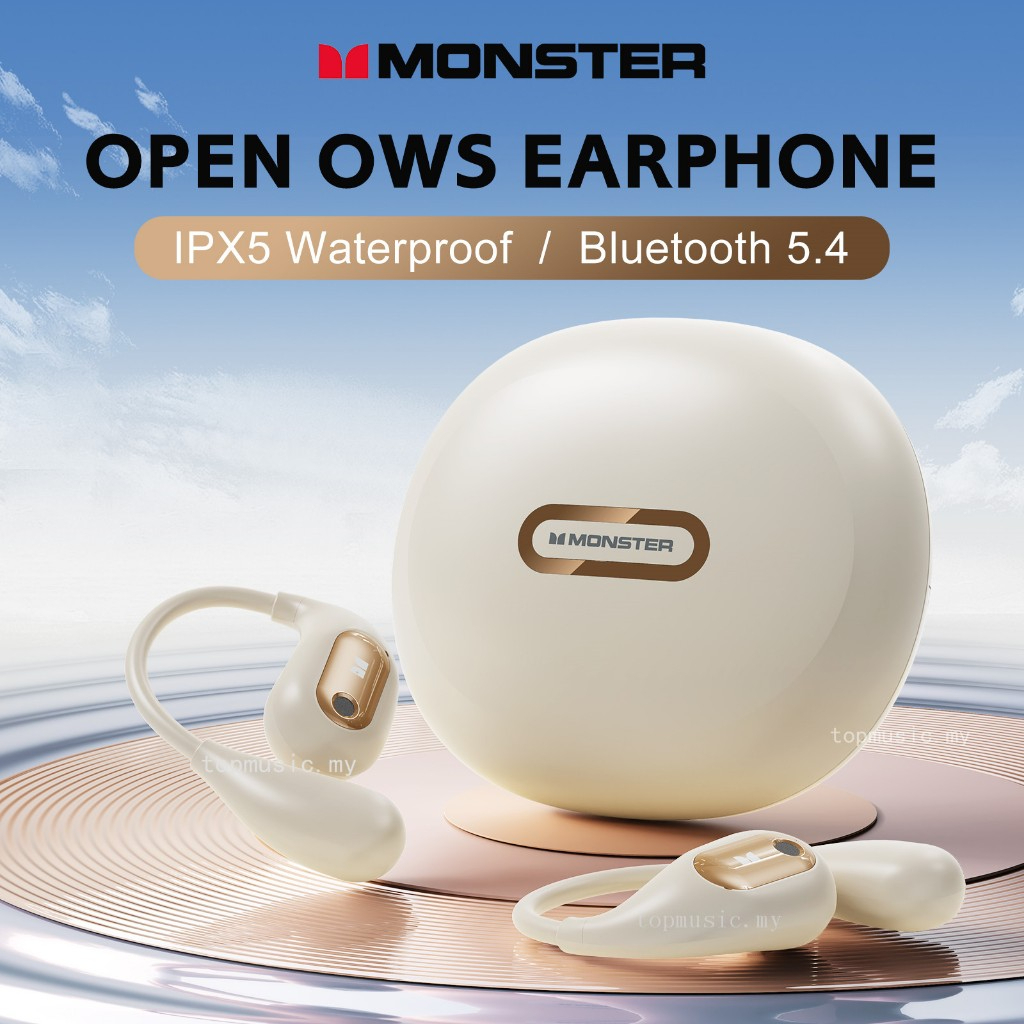 Monster Open Ear AC210 Wireless Earphone Bluetooth 5.4 TWS Sports Earphone Waterproof In-Ear HiFi Stereo Noise Canceling Earbuds - White - Image 8