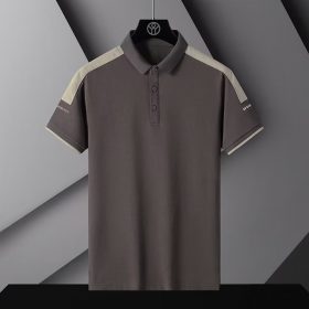 Men's Polo Shirts Short Sleeved Summer Casual White T-shirt Fashion Golf Top Oversized SLC02 - Coffee - Image 1