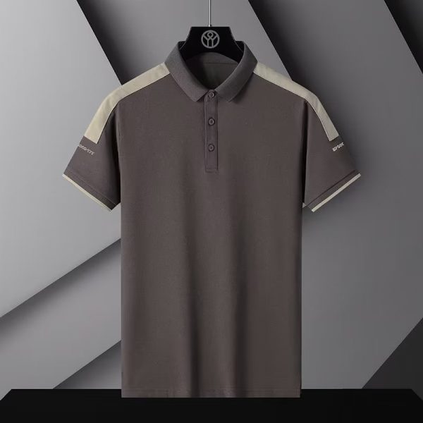 Men's Polo Shirts Short Sleeved Summer Casual White T-shirt Fashion Golf Top Oversized SLC02 - Coffee