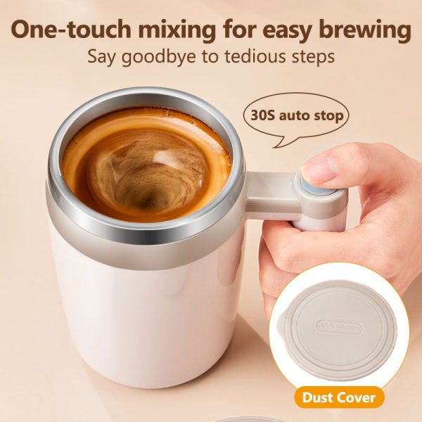 400ML Automatic Stainless Steel Stirring Mug Coffee Cup Magnetic Charging tumbler - Pink