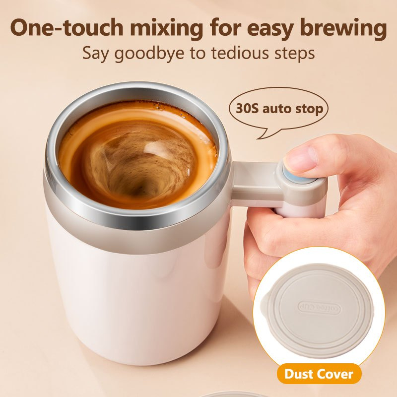 400ML Automatic Stainless Steel Stirring Mug Coffee Cup Magnetic Charging tumbler - Pink - Image 9