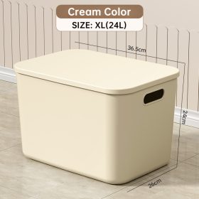 Storage Box Plastic Document Sundries Holder Cabinet Storage Organizer with Lid - Cream XL