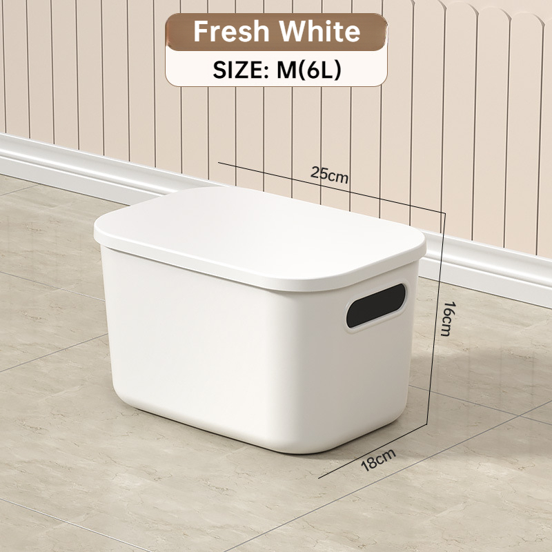 Storage Box Plastic Document Sundries Holder Cabinet Storage Organizer with Lid - Fresh White M - Image 1