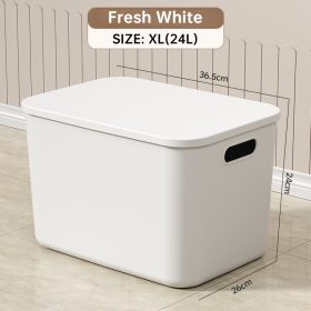 Storage Box Plastic Document Sundries Holder Cabinet Storage Organizer with Lid - Fresh White XL