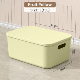 Storage Box Plastic Document Sundries Holder Cabinet Storage Organizer with Lid - Fruit Yellow L