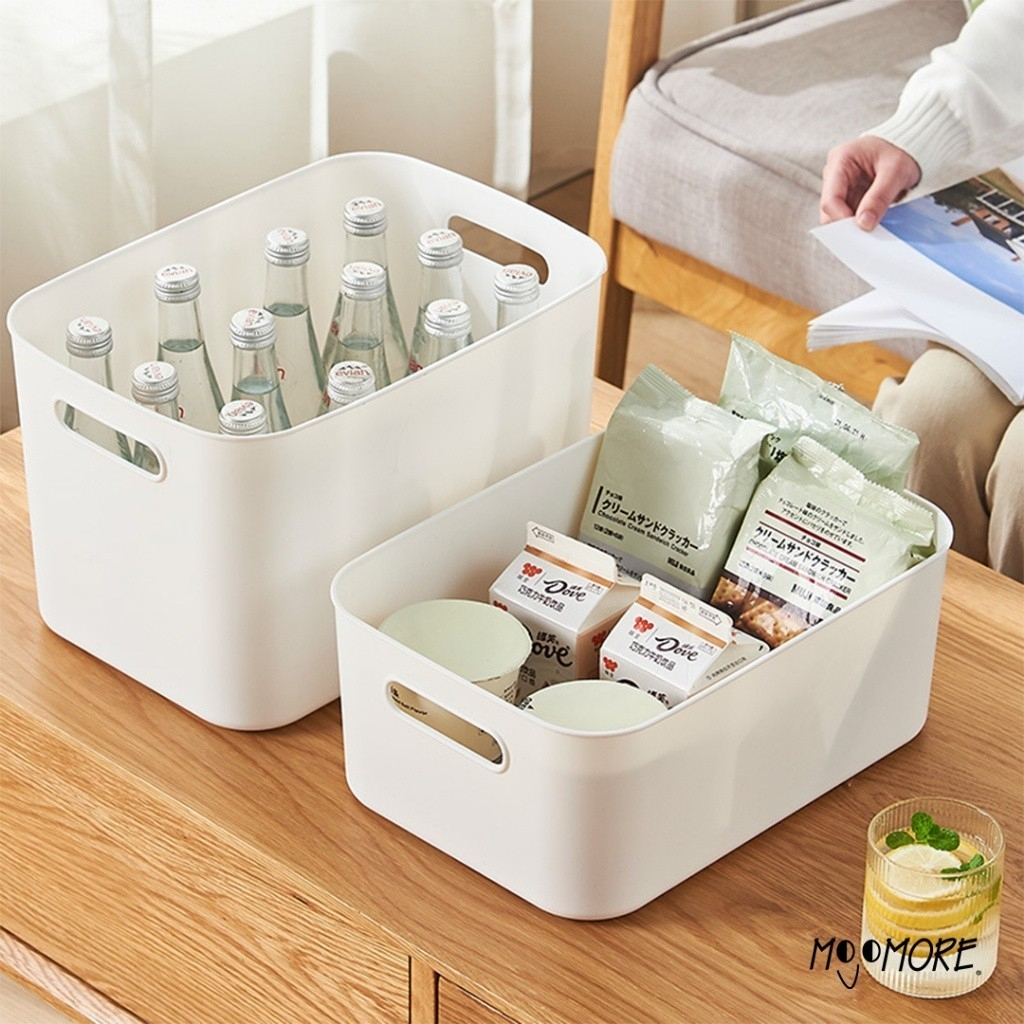 Storage Box Plastic Document Sundries Holder Cabinet Storage Organizer with Lid - Fresh White M - Image 7