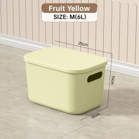 Storage Box Plastic Document Sundries Holder Cabinet Storage Organizer with Lid - Fruit Yellow M - Image 1
