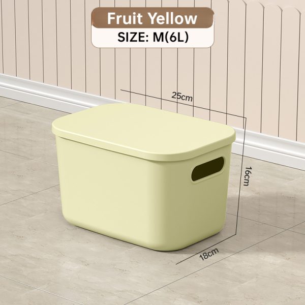 Storage Box Plastic Document Sundries Holder Cabinet Storage Organizer with Lid - Fruit Yellow M