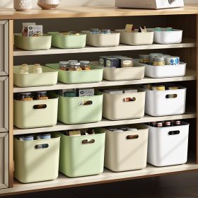 Storage Box Plastic Document Sundries Holder Cabinet Storage Organizer with Lid - Fresh White M - Image 3