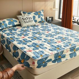 Flower Colored Fitted Sheet Single/Queen/King Fitted Bedsheet with Cotton Anti Slip Mattress Cover - Peach Garden - Image 1