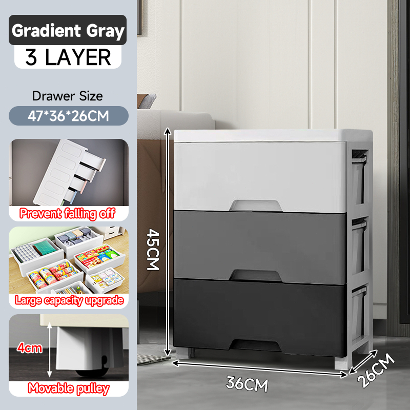 36cm 3 Layers Maracon Wide Durabox Drawer Clothes Storage Cabinet - Gradient - Image 1