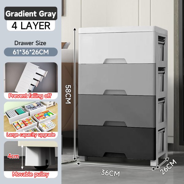 36cm 4 Layers Maracon Wide Durabox Drawer Clothes Storage Cabinet - Gradient