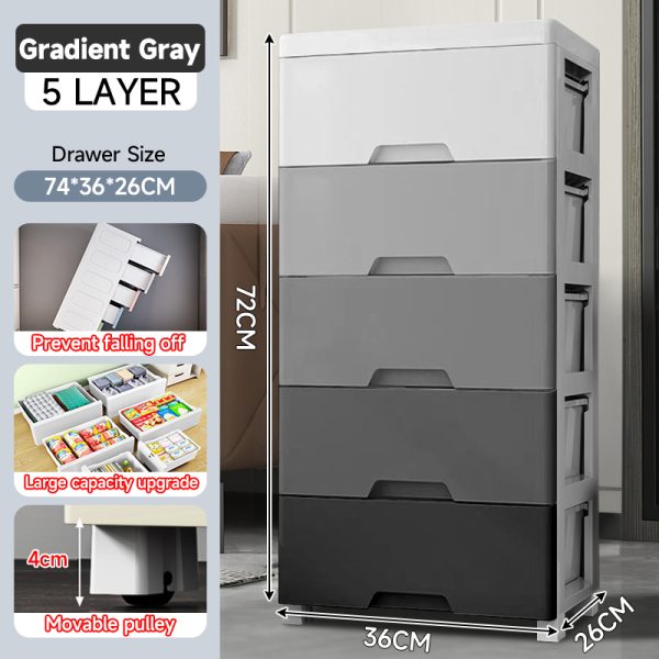 36cm 5 Layers Maracon Wide Durabox Drawer Clothes Storage Cabinet - Gradient