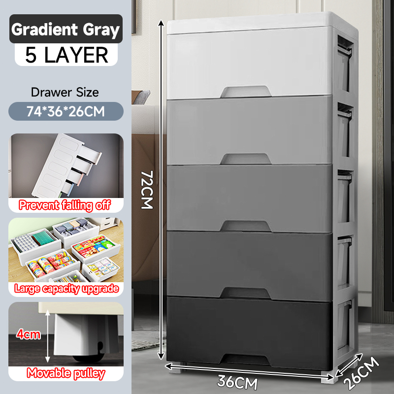 36cm 5 Layers Maracon Wide Durabox Drawer Clothes Storage Cabinet - Gradient - Image 1