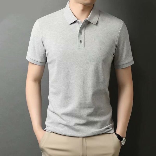 Mature Business Polo Shirts Men's Short-sleeved T-shirts Lapel Half-sleeved - Gray