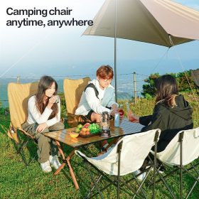 Outdoor folding Bot portable camping art sketch fishing folding chair easy to store cotton - Khaki (Upgraded) - Image 2