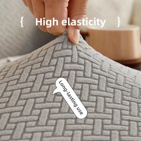 Elastic Jacquard Sofa Cover 1/2/3/4 Seater Sofa Cover L-shaped Full-wrap Sofa Cover - Beige - Image 4