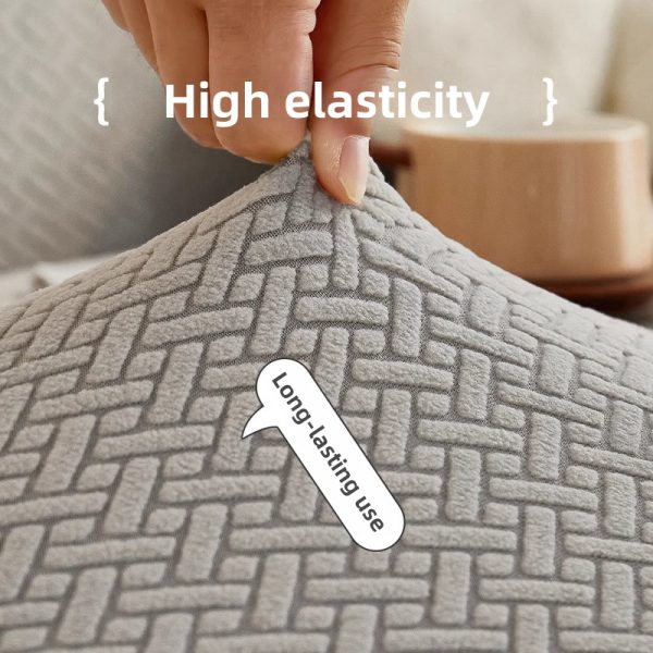 Elastic Jacquard Sofa Cover 1/2/3/4 Seater Sofa Cover L-shaped Full-wrap Sofa Cover - Beige