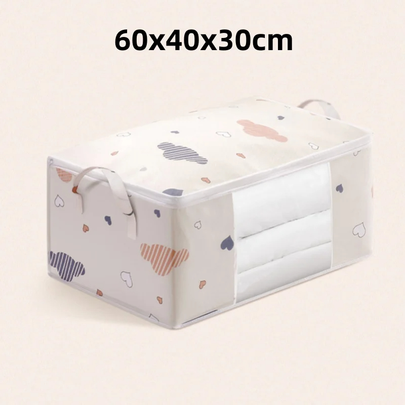 Large Capacity Clothes Storage Bag Organizer with Reinforced Handle Suitable for Blankets Bedding Foldable with Sturdy Zipper - Large Beige - Image 1