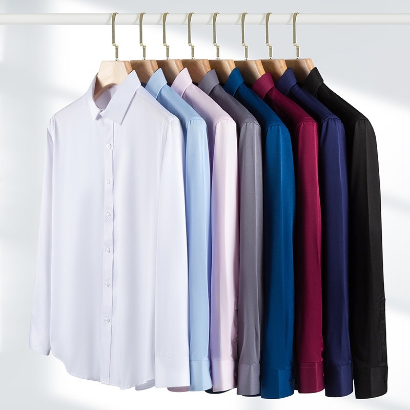 Smart Casual Long Sleeve Noniron Plain Plus Size Korean Style Office