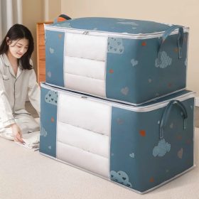 Large Capacity Clothes Storage Bag Organizer with Reinforced Handle Suitable for Blankets Bedding Foldable with Sturdy Zipper - Large Blue - Image 4