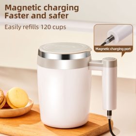 400ML Automatic Stainless Steel Stirring Mug Coffee Cup Magnetic Charging tumbler - Pink - Image 7
