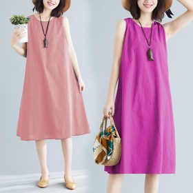 Plus Size Women's New Sleeveless Vest Dress Loose Suspender Dress - Purple - Image 4