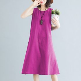 Plus Size Women's New Sleeveless Vest Dress Loose Suspender Dress - Purple