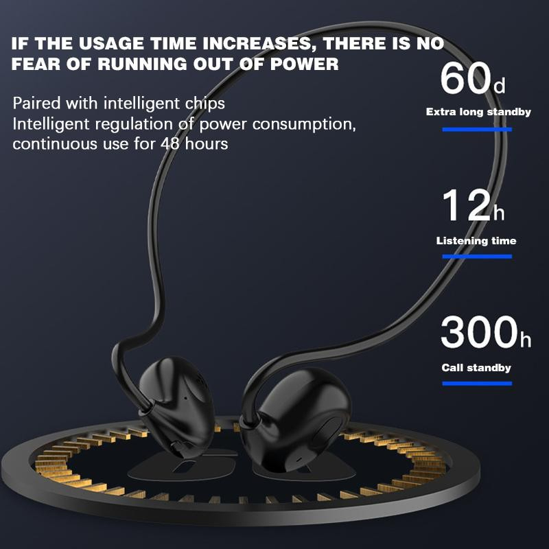 Air Conduction Headphone Wireless Bluetooth Earphones Bone Conduction Sports IPX8 Waterproof Headset Ear Hook - Black - Image 5