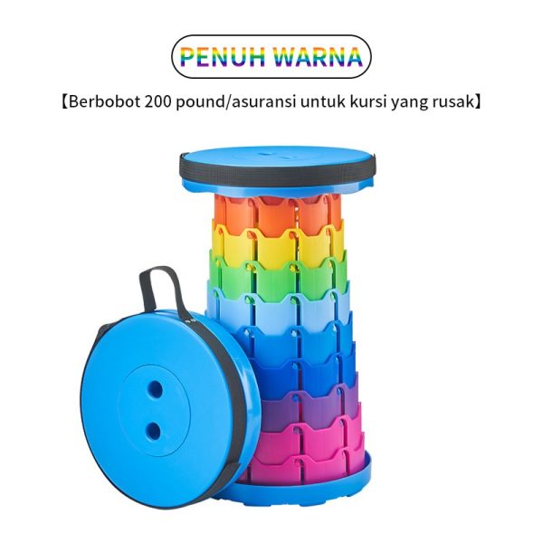 Outdoor Folding Retractable Stool Travel Dining Fishing Portable gaming foldable chair - Rainbow