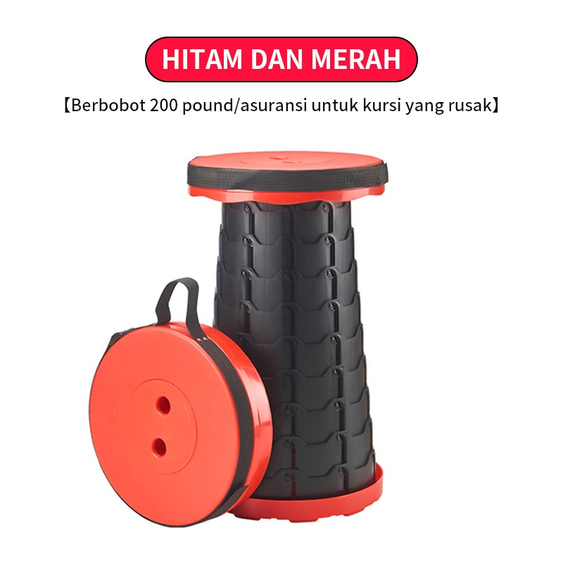 Outdoor Folding Retractable Stool Travel Dining Fishing Portable gaming foldable chair - Red - Image 1