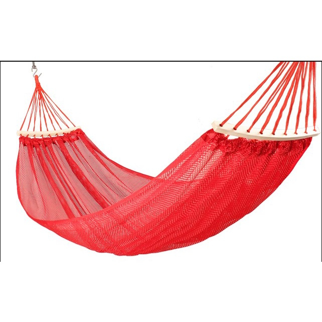 Hammock Outdoor Canvas Fabric Camping Striped Tree Swing Hanging Bed - Silky Red - Image 1