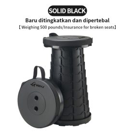 Outdoor Folding Retractable Stool Travel Dining Fishing Portable gaming foldable chair - Black (Upgraded)