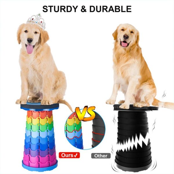 Outdoor Folding Retractable Stool Travel Dining Fishing Portable gaming foldable chair - Rainbow (Upgraded)