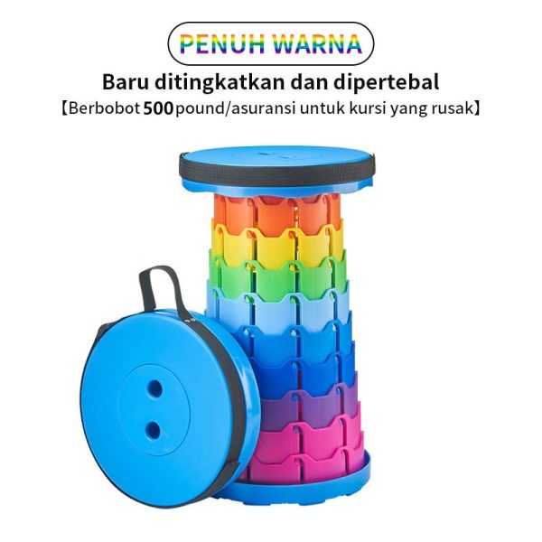 Outdoor Folding Retractable Stool Travel Dining Fishing Portable gaming foldable chair - Rainbow (Upgraded)