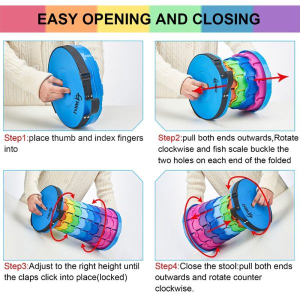 Outdoor Folding Retractable Stool Travel Dining Fishing Portable gaming foldable chair - Rainbow (Upgraded)