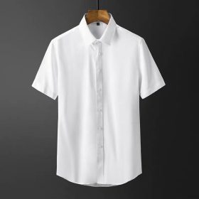 S-5XL Men's Shirts Short Sleeve Business Slim Fit T-shirt Korean Style Trendy Plain Top Official Plus Size - White - Image 1