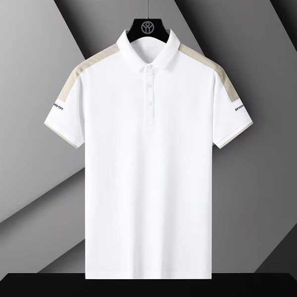 Men's Polo Shirts Short Sleeved Summer Casual White T-shirt Fashion Golf Top Oversized SLC02 - White