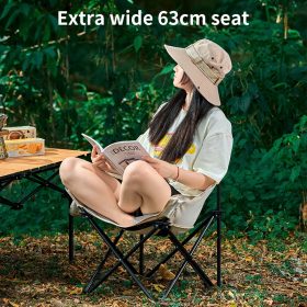 Camping Chair Foldable Moon Chair Outdoor Portable - White (M) - Image 4