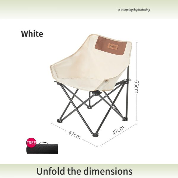 Camping Chair Foldable Moon Chair Outdoor Portable - White