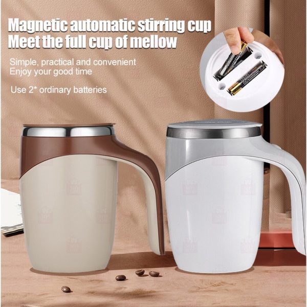 Automatic Stirring Coffee Cup Insulation Cup Self Auto Mix Mug Warmer Bottle - White