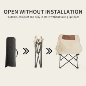 Camping Chair Foldable Moon Chair Outdoor Portable - White (M) - Image 9