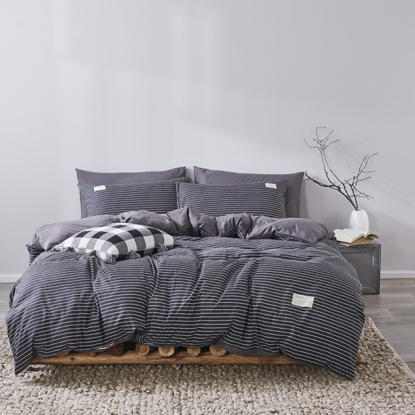 4 in 1 fitted Bedding Set Quilt Cover Bed Sheet Pillowcase Set - Design 12