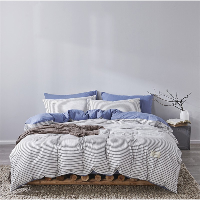 4 in 1 fitted Bedding Set Quilt Cover Bed Sheet Pillowcase Set - Design 14 - Image 1
