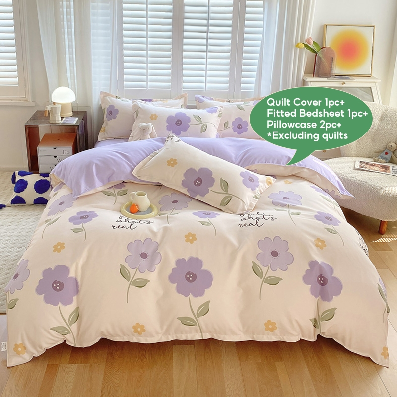 4 in 1 fitted Bedding Set Quilt Cover Bed Sheet Pillowcase Set - Design 6 - Image 3