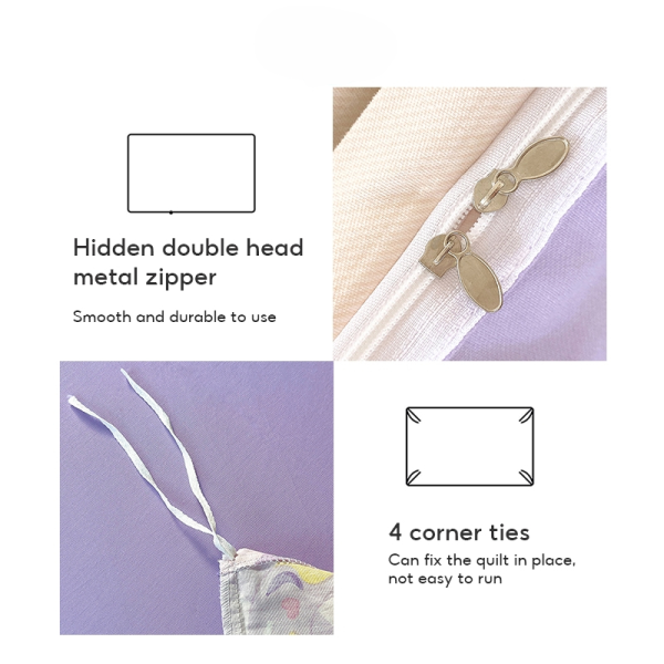 4 in 1 fitted Bedding Set Quilt Cover Bed Sheet Pillowcase Set - Design 6