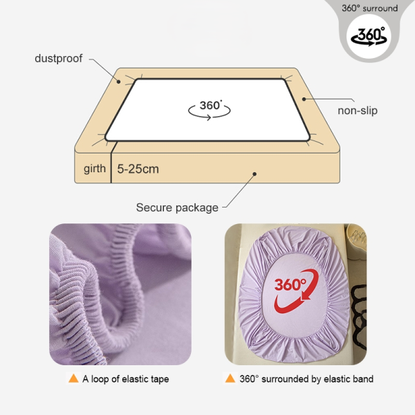 4 in 1 fitted Bedding Set Quilt Cover Bed Sheet Pillowcase Set - Design 6