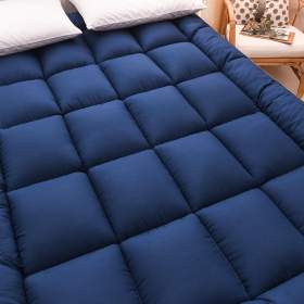Thicker Topper Mattress Spring Four Seasons Foldable - Dark Blue - Image 4